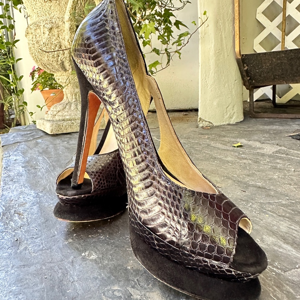 Alexandre Birman Python Peep-Toe Stilettos - image 2